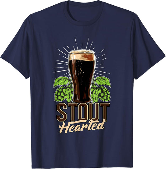 Stout-Hearted Craft Beer Connoisseur Funny Beer Lover T-Shirt - T-Shirt | Navy