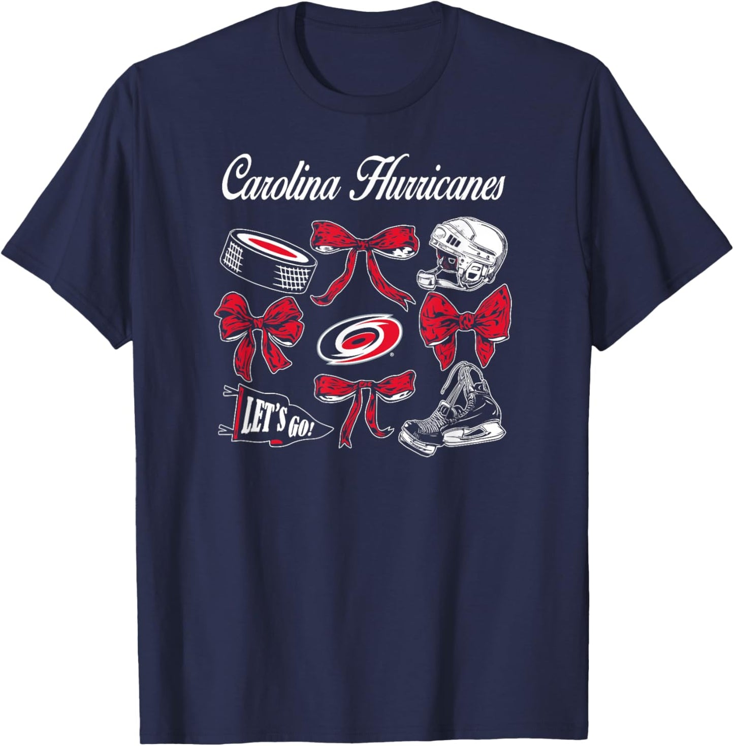 Carolina Hurricanes Bows Black NHL Officially Licensed T-Shirt - T-Shirt | Navy