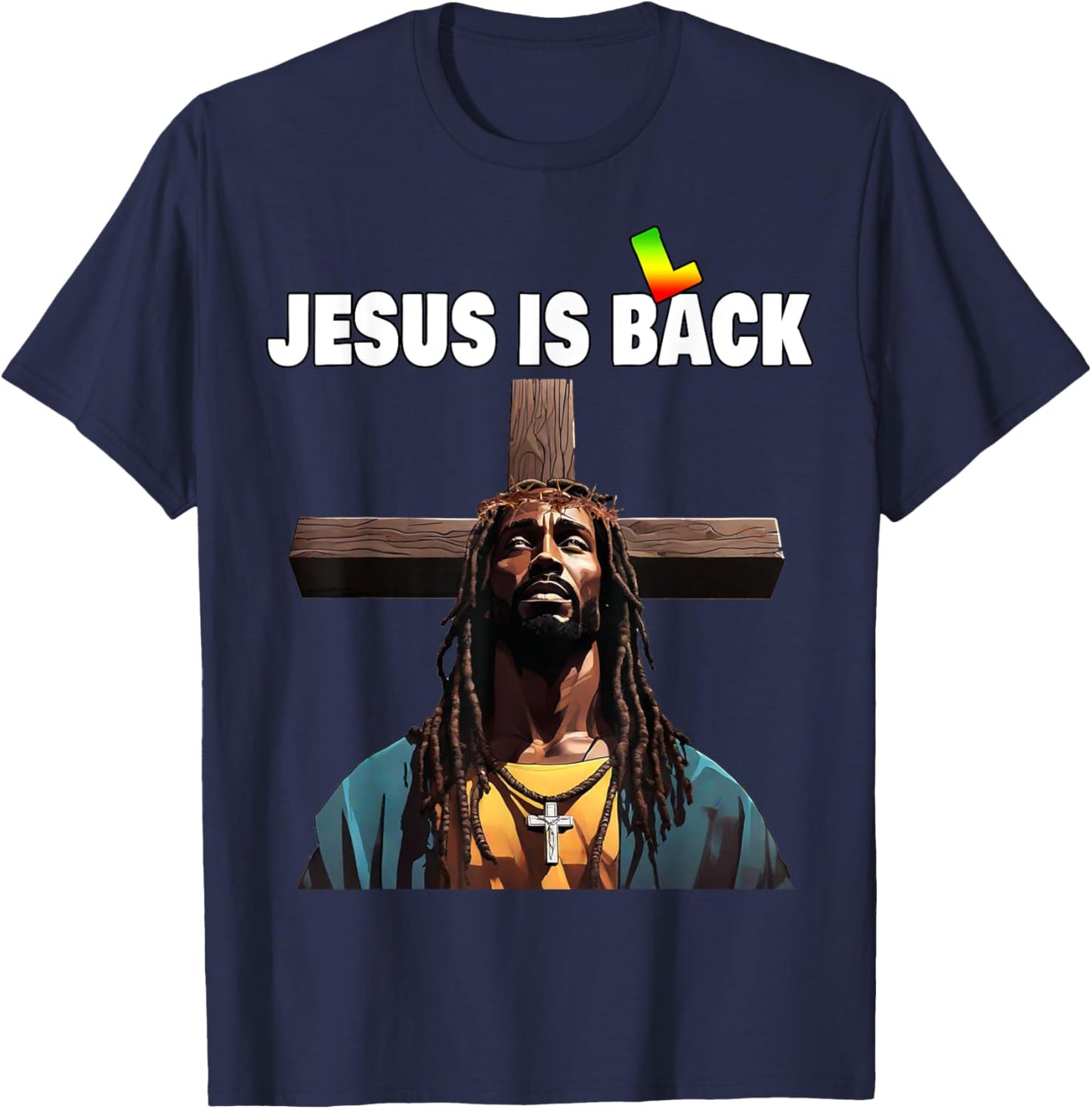 Black Jesus Christ T-Shirt - T-Shirt | Navy