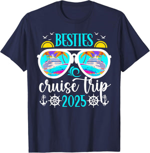 Besties Cruise Trip 2025 Besties Cruising Vacation Travel T-Shirt - T-Shirt | Navy