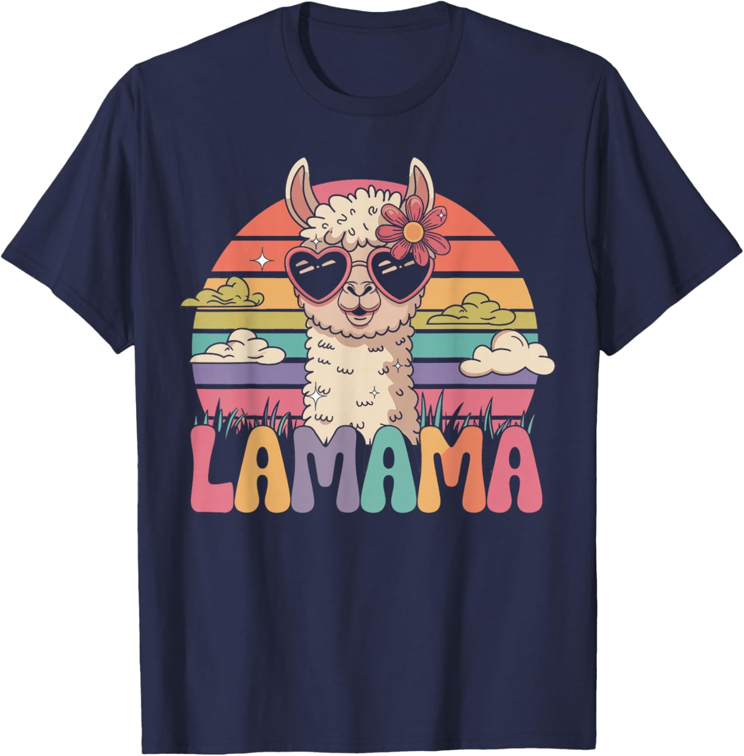 Lamama Mama Lama Alpaca Fresh Mum Pregnancy Mother's Day , black, S T-Shirt - T-Shirt | Navy