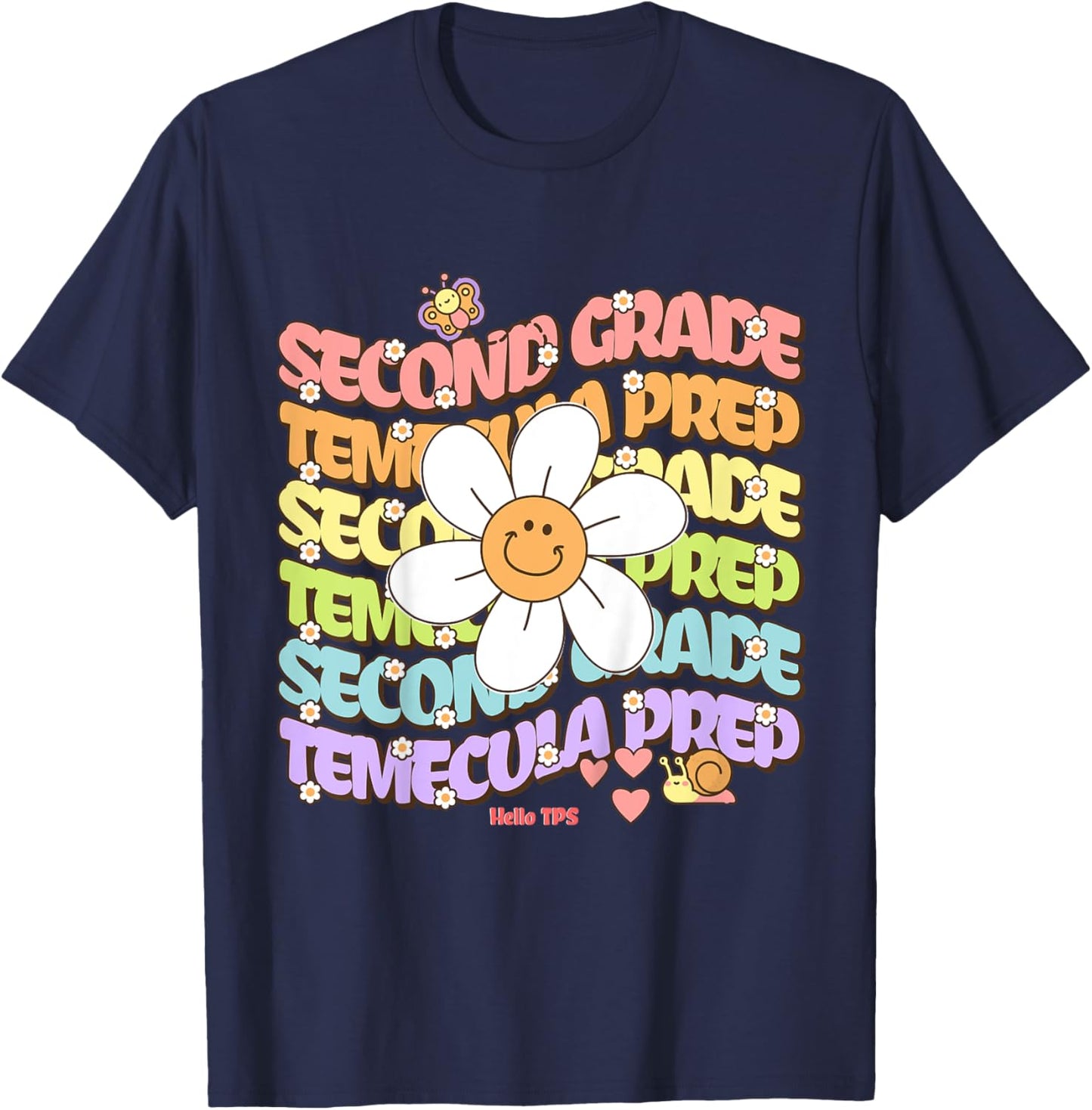 Temecula Preparatory School Second Grade Groovy Spirit TPS T-Shirt - T-Shirt | Navy