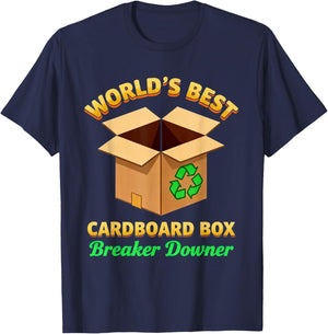 World's Best Cardboard Box Breaker Downer Apparel T-Shirt - T-Shirt | Navy