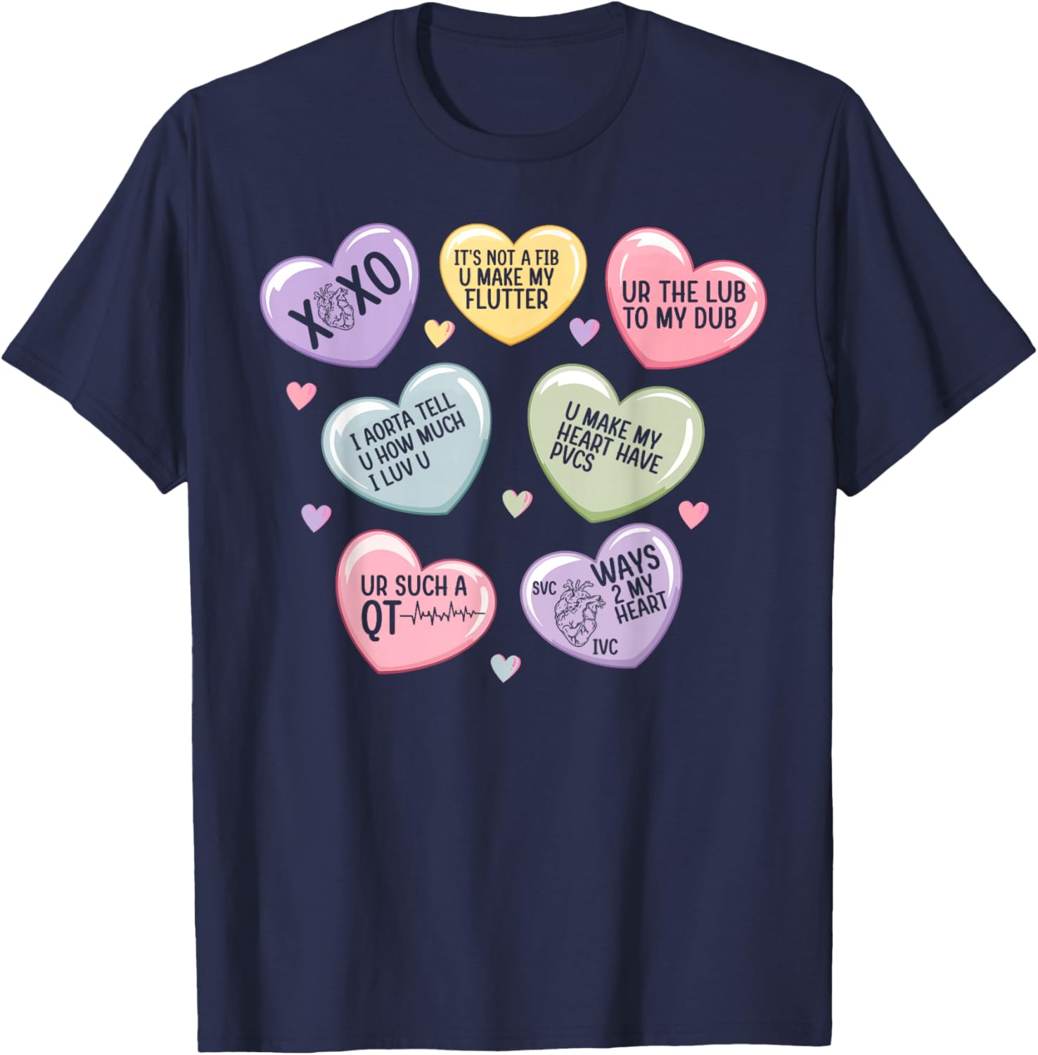 Cardiology Heart Cardiac Nurse Valentine Cardiologist T-Shirt - T-Shirt | Navy