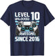 Level 10 Unlocked Awesome Since 2016 10th Birthday Gaming T-Shirt - T-Shirt | Navy