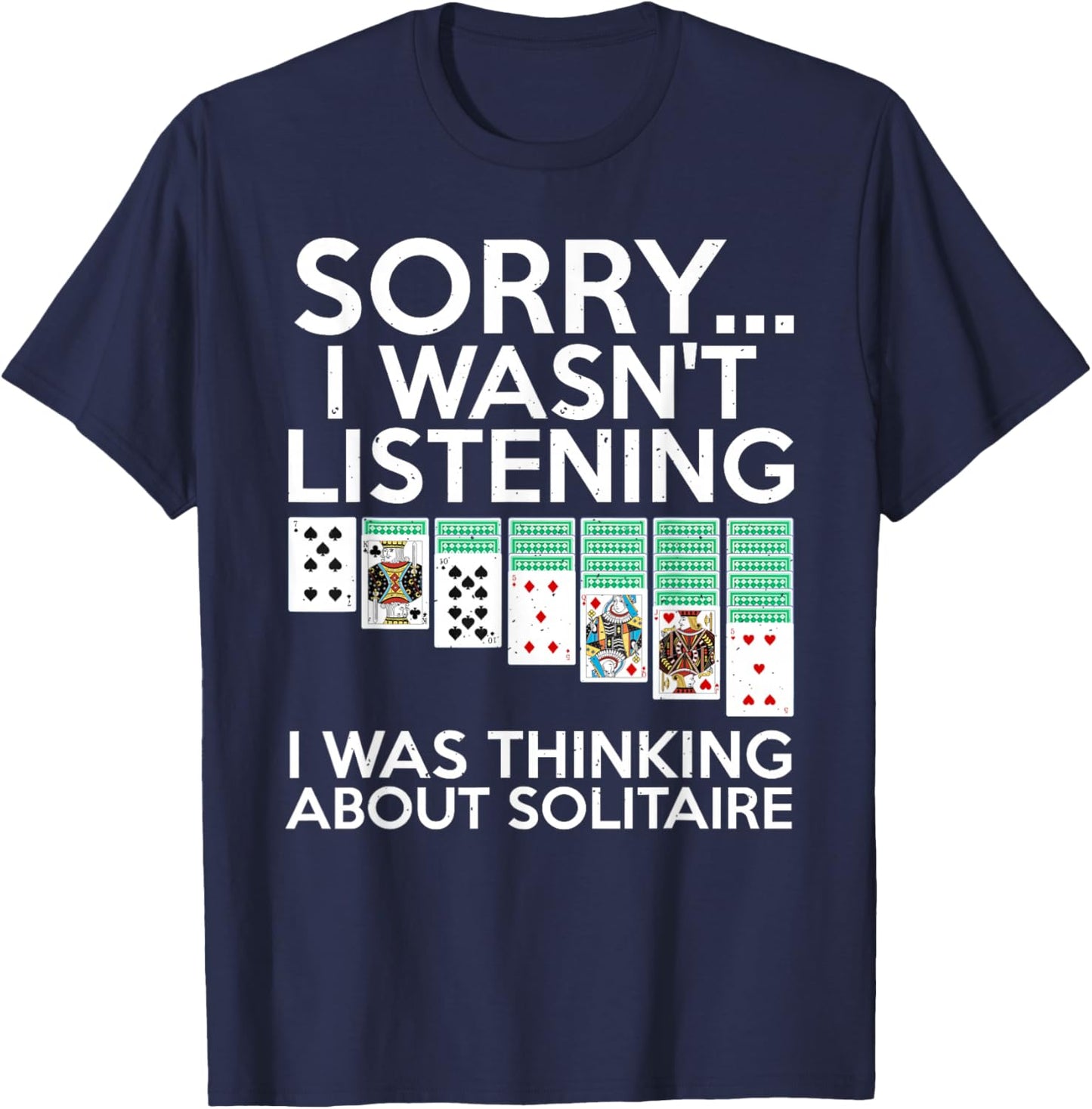 Best Solitaire Gifts Solitaire Art Women Kids Black Cotton Blend Small Short Sleeve T-Shirt - T-Shirt | Navy