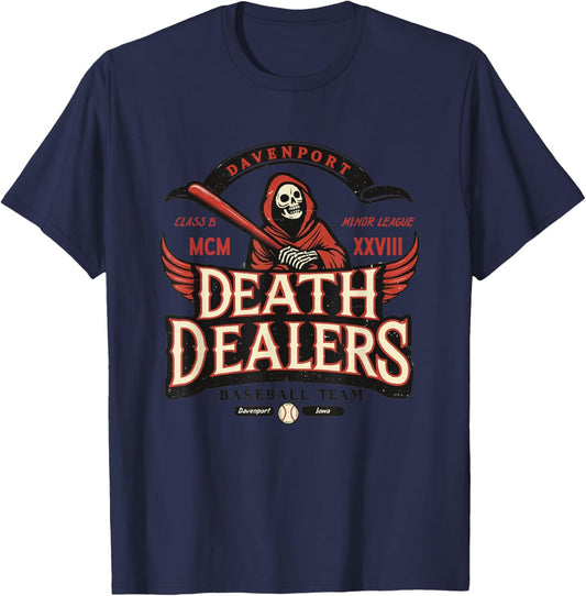 Davenport Death Dealers Retro Minor League Baseball Team T-Shirt - T-Shirt | Navy