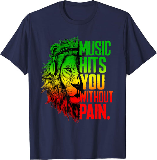 Rasta Reggae Lion Of Judah Rastafari Roots Jamaican Pride T-Shirt - T-Shirt | Navy