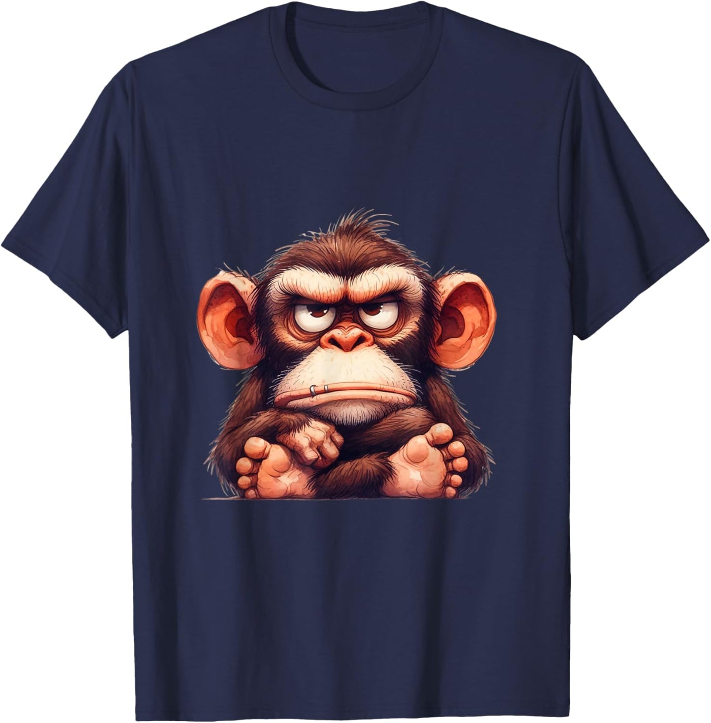 Funny Animals Grumpy Ape Monkey T-Shirt - T-Shirt | Navy