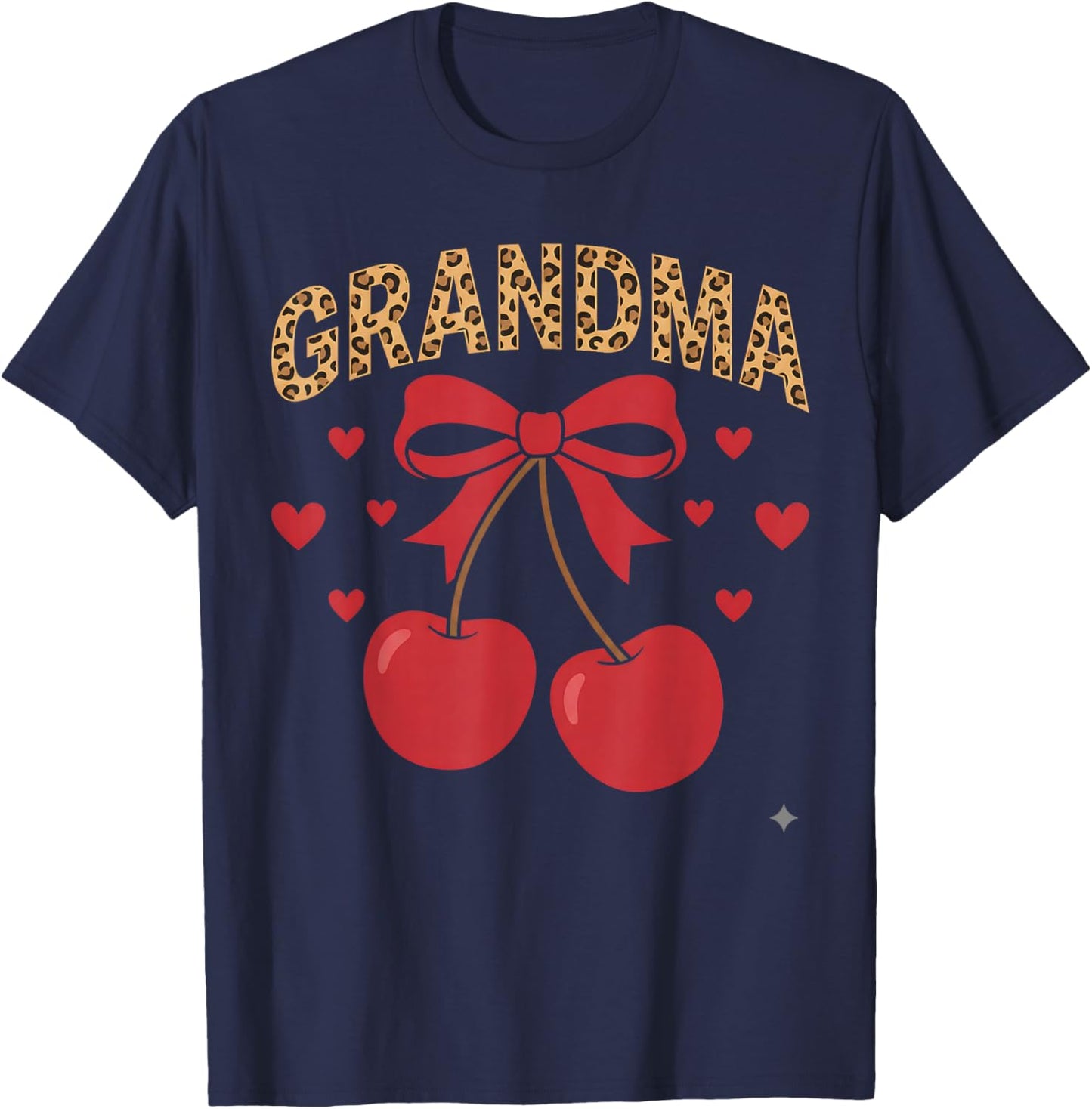 Funny Grandma Leopard Cherry Retro Vintage Family Style T-Shirt - T-Shirt | Navy