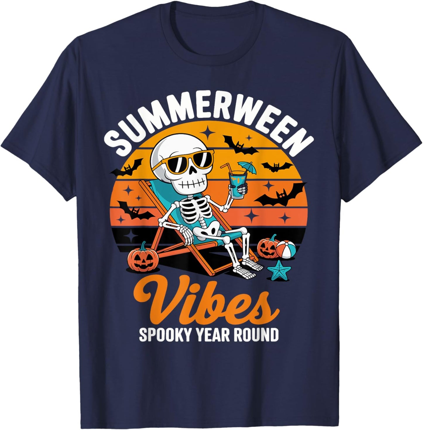 Summerween Spooky Summer summerween party Halloween Summer T-Shirt - T-Shirt | Navy