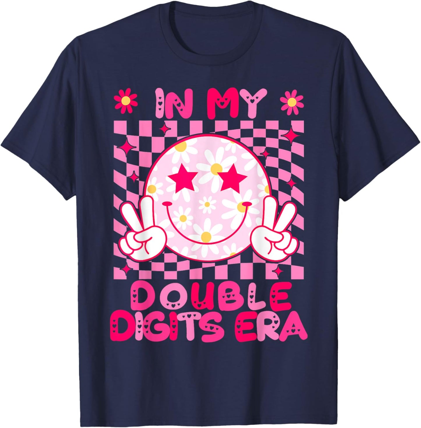 In My Double Digits Era Retro 10 Year Old 10th Birthday Girl T-Shirt - T-Shirt | Navy
