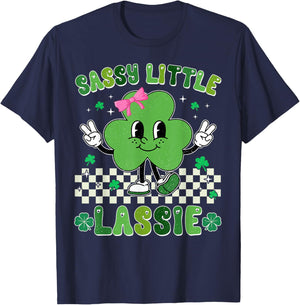 Retro St Patrick's Day Sassy Little Lassie Kid Girls Toddler T-Shirt - T-Shirt | Navy
