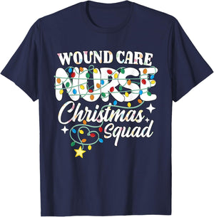 Wound Care Nurse Christmas Squad Wound Nursing NP RN T-Shirt - T-Shirt | Navy