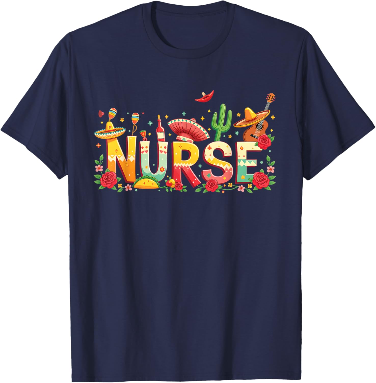 Cinco De Mayo Fiesta Mexican Party Nurse Women Scrub Top T-Shirt - T-Shirt | Navy