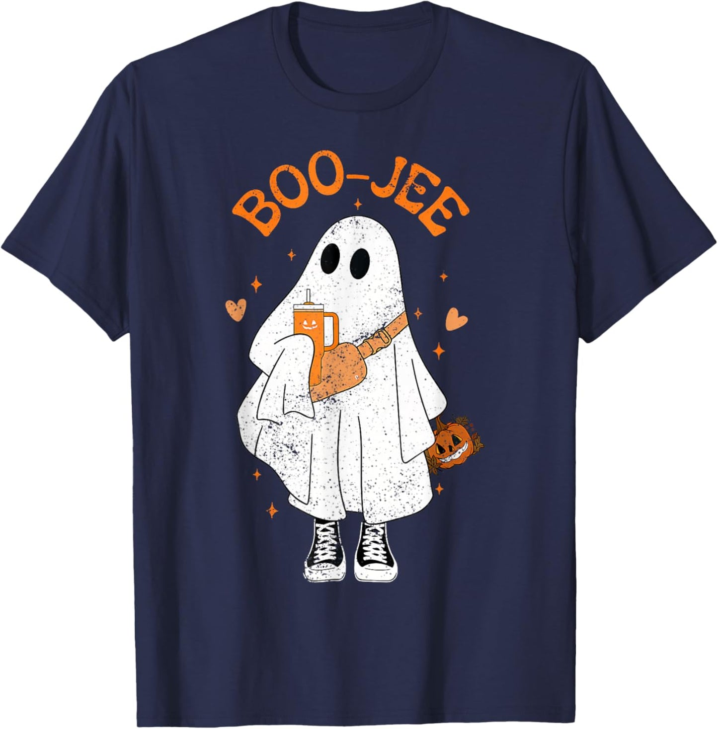 Spooky Season Cute Ghost Halloween Boujee Boo Jee T-Shirt - T-Shirt | Navy