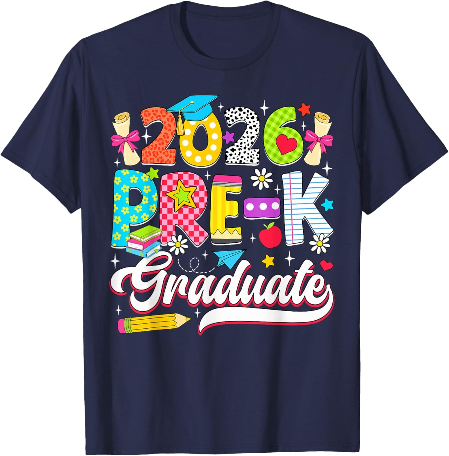 Pre-K Graduate 2026 Preschool Grad Graduation Boy Girl Kid T-Shirt - T-Shirt | Navy