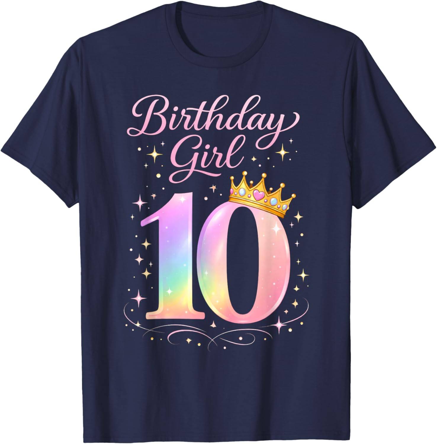10th Birthday for Girls Ten 10 Year Old T-Shirt - T-Shirt | Navy