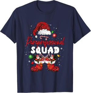 Paraprofessional Squad Leopard Santa Christmas Job Team T-Shirt - T-Shirt | Navy