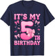 Kids 5th Birthday Shirt Girl Coquette Bow Kids Five 5 Year Old T-Shirt - T-Shirt | Navy