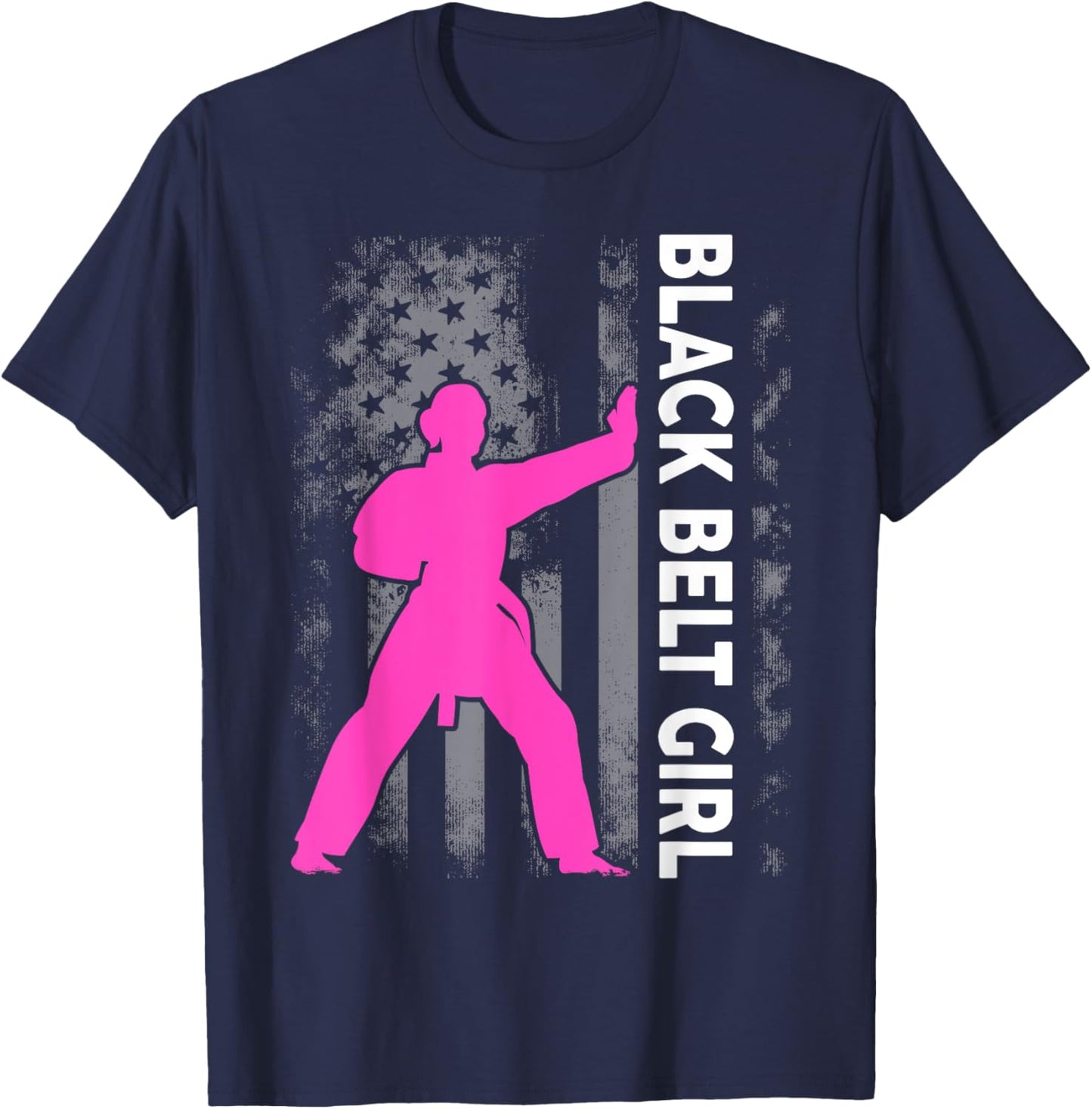 Black Belt Girl Karate Jiu Jitsu Taekwondo Martial Arts T-Shirt - T-Shirt | Navy