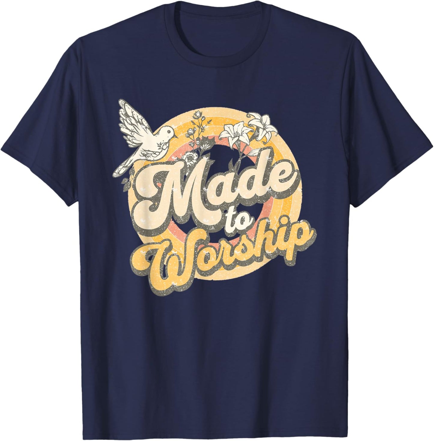 Made To Worship Shirt - Women Men Christian Religious T-Shirt - T-Shirt | Navy
