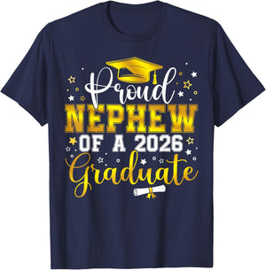 Proud Nephew of a Class of 2026 Graduate Senior Graduation T-Shirt - T-Shirt | Navy