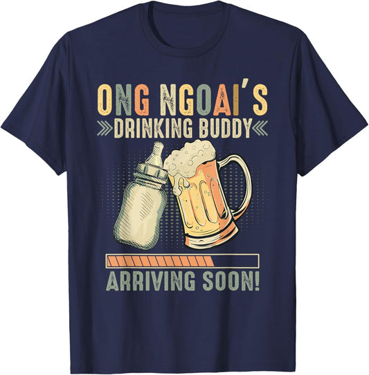 Ong Ngoai's Drinking Buddy Arriving Soon To Be Grandpa T-Shirt - T-Shirt | Navy