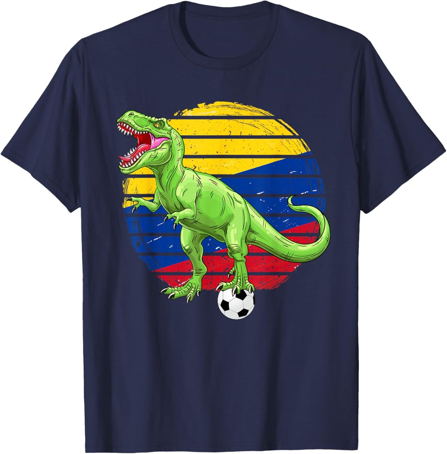 Soccer Dinosaur Trex Colombia Flag Boys Girls Toddler T-Shirt - T-Shirt | Navy