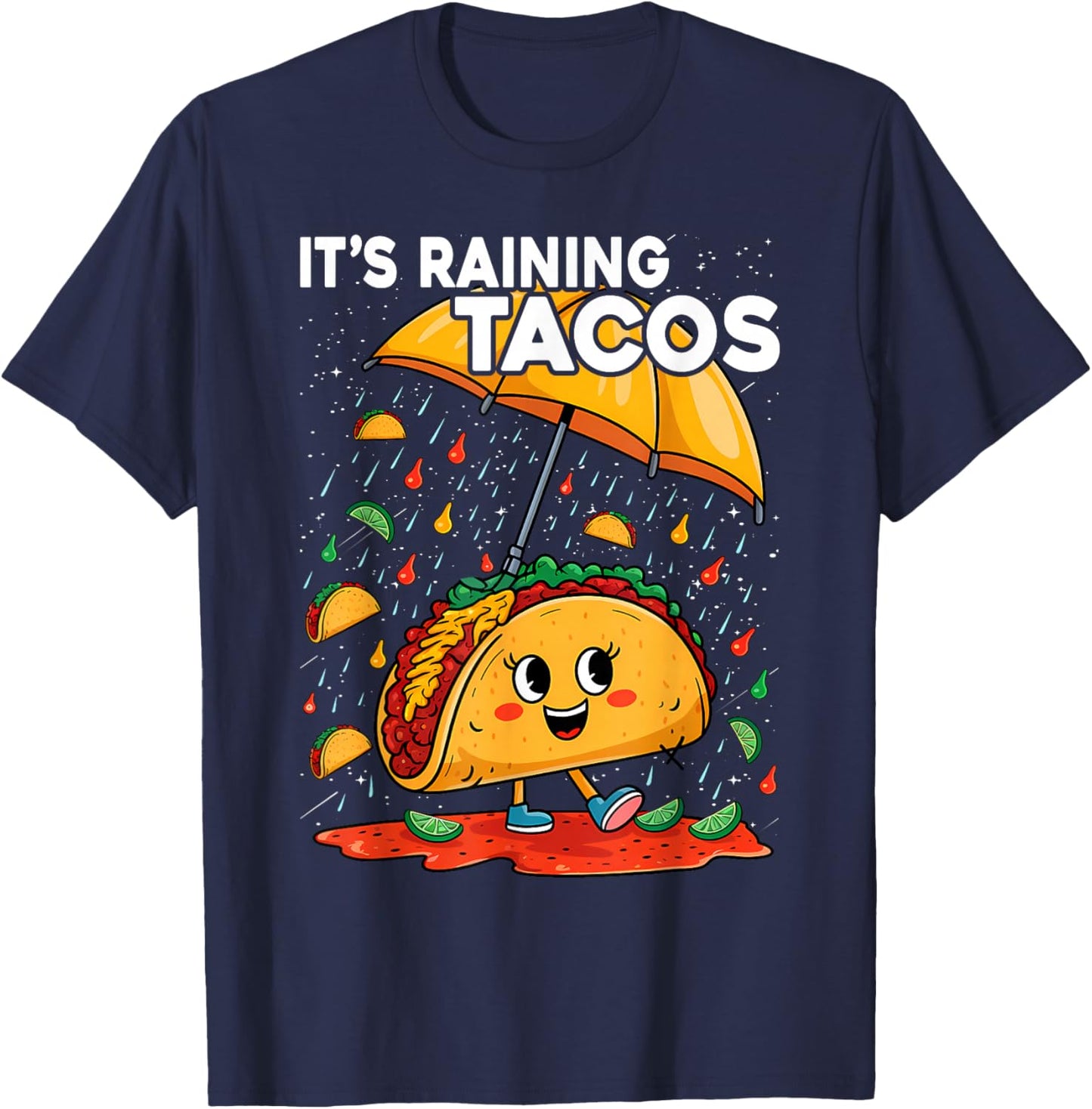 It is Raining Tacos Funny Taco Kids Girls Boys T-Shirt - T-Shirt | Navy