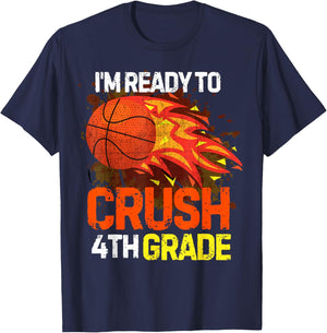 Funny Back To School First Day Of 4th Grade Basketball Boys T-Shirt - T-Shirt | Navy