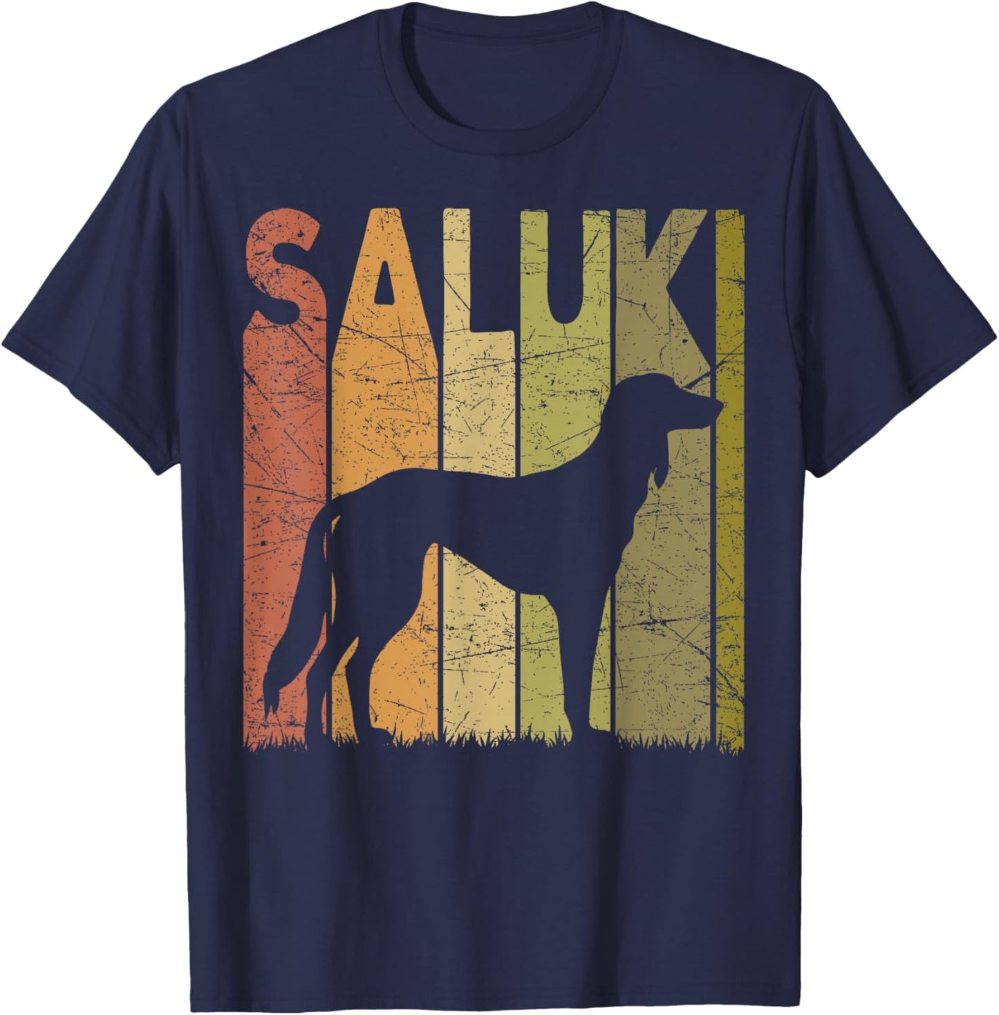 Saluki Vintage Saluki Dog Retro Dog Saluki Lover Men Women Girls Kids T-Shirt - T-Shirt | Navy