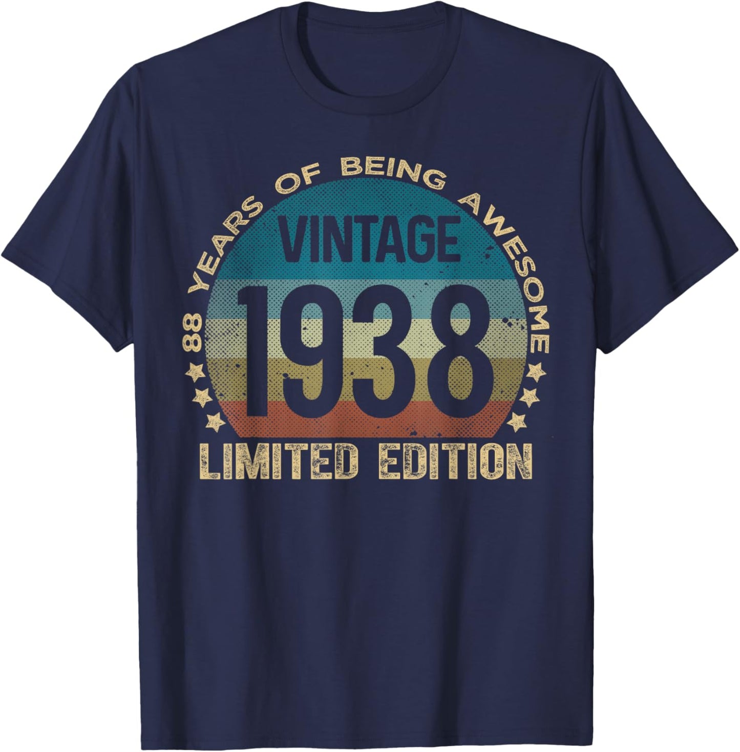 88 Year Old Gifts Vintage 1938 Limited Edition 88th Birthday T-Shirt - T-Shirt | Navy