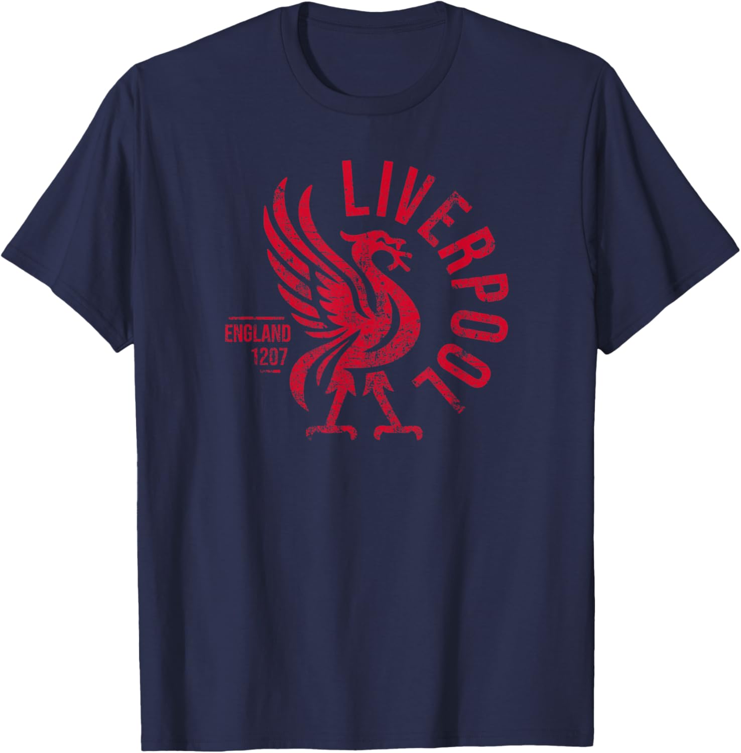 Liverpool England Est. 1207 Runder roter Used-Look T-Shirt - T-Shirt | Navy