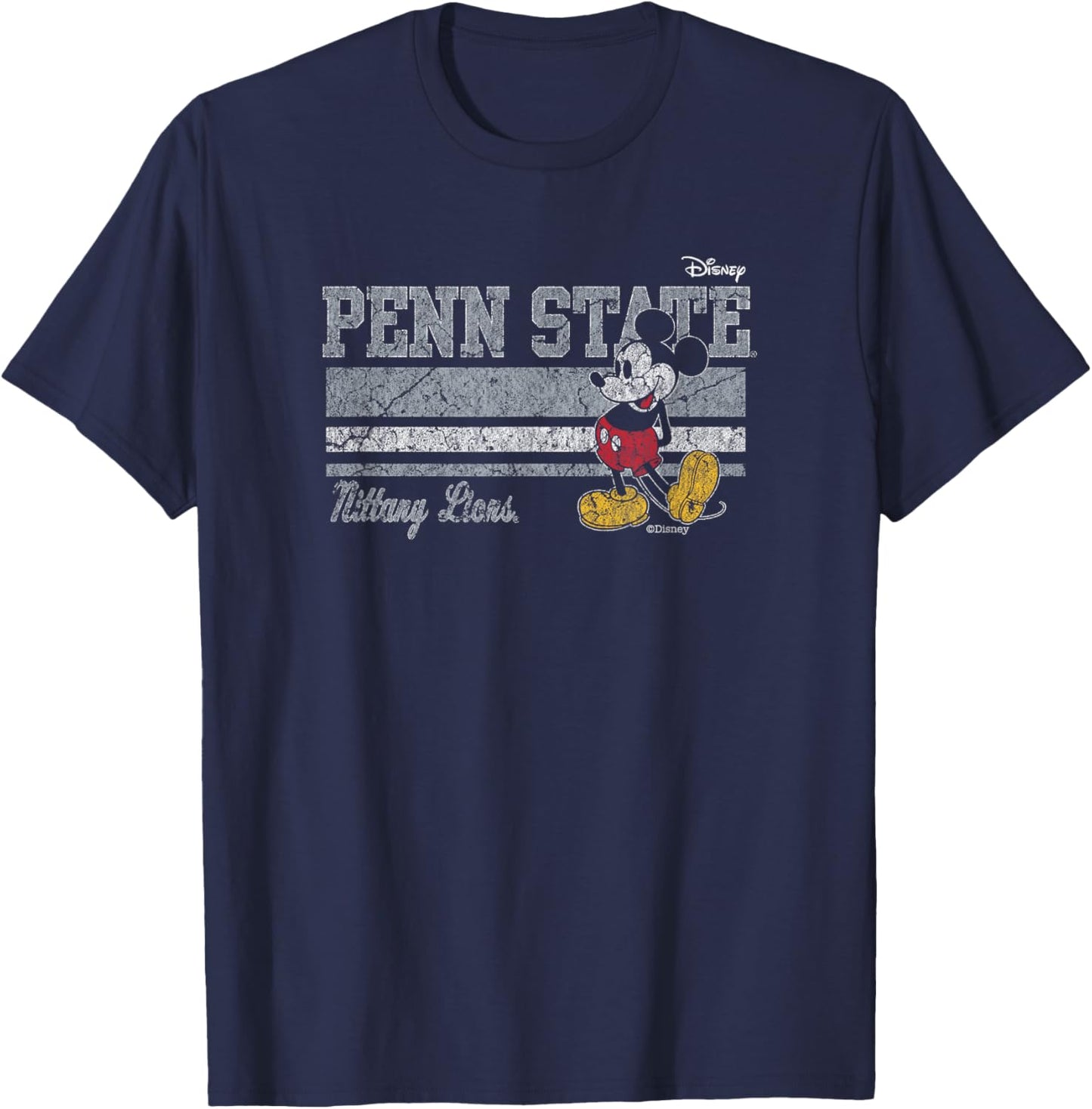 Penn State Nittany Lions Mickey Mouse Vintage Black T-Shirt - T-Shirt | Navy