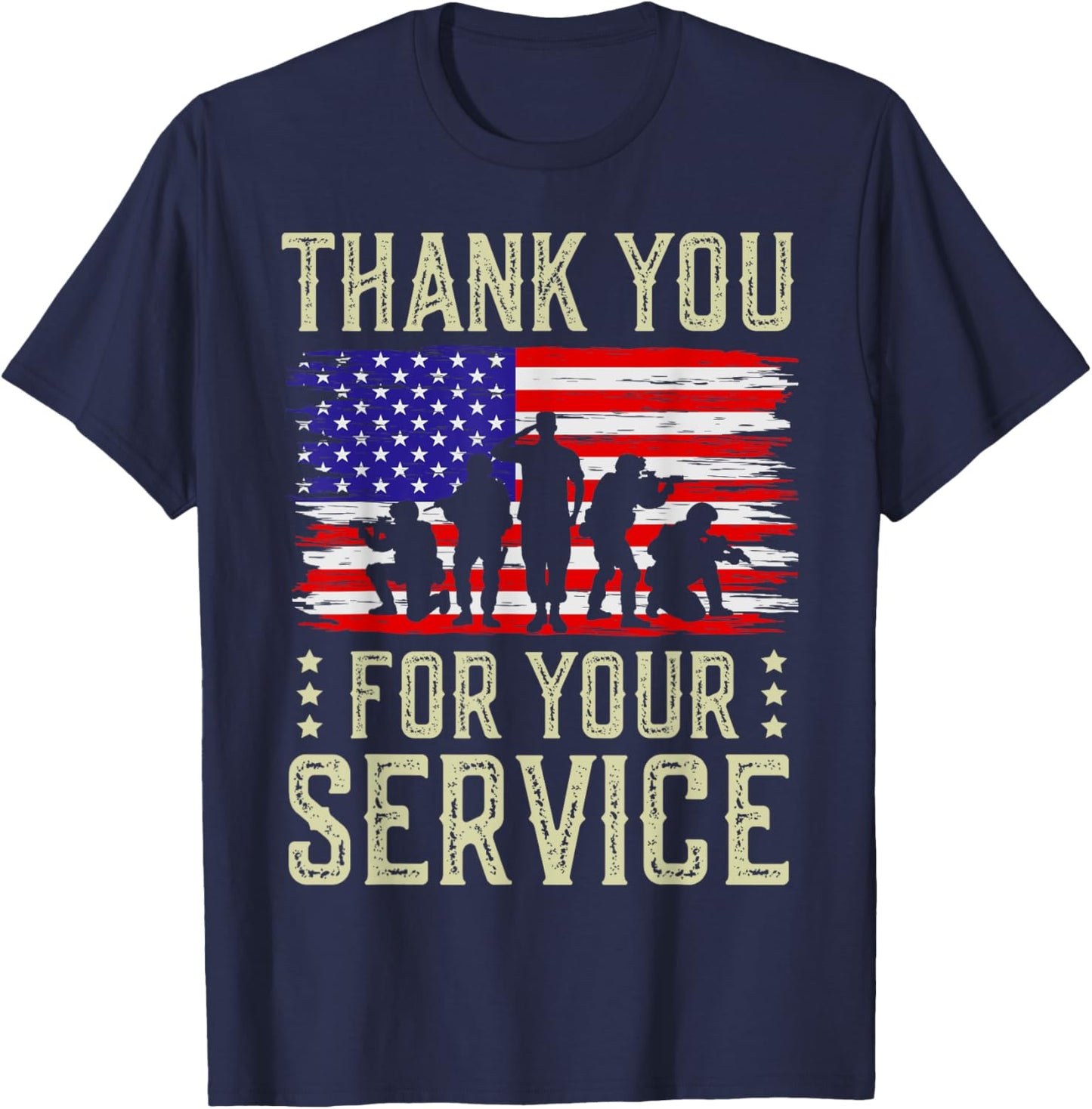 Veteran Thank You For Your Service US Flag Veterans Day T-Shirt - T-Shirt | Navy