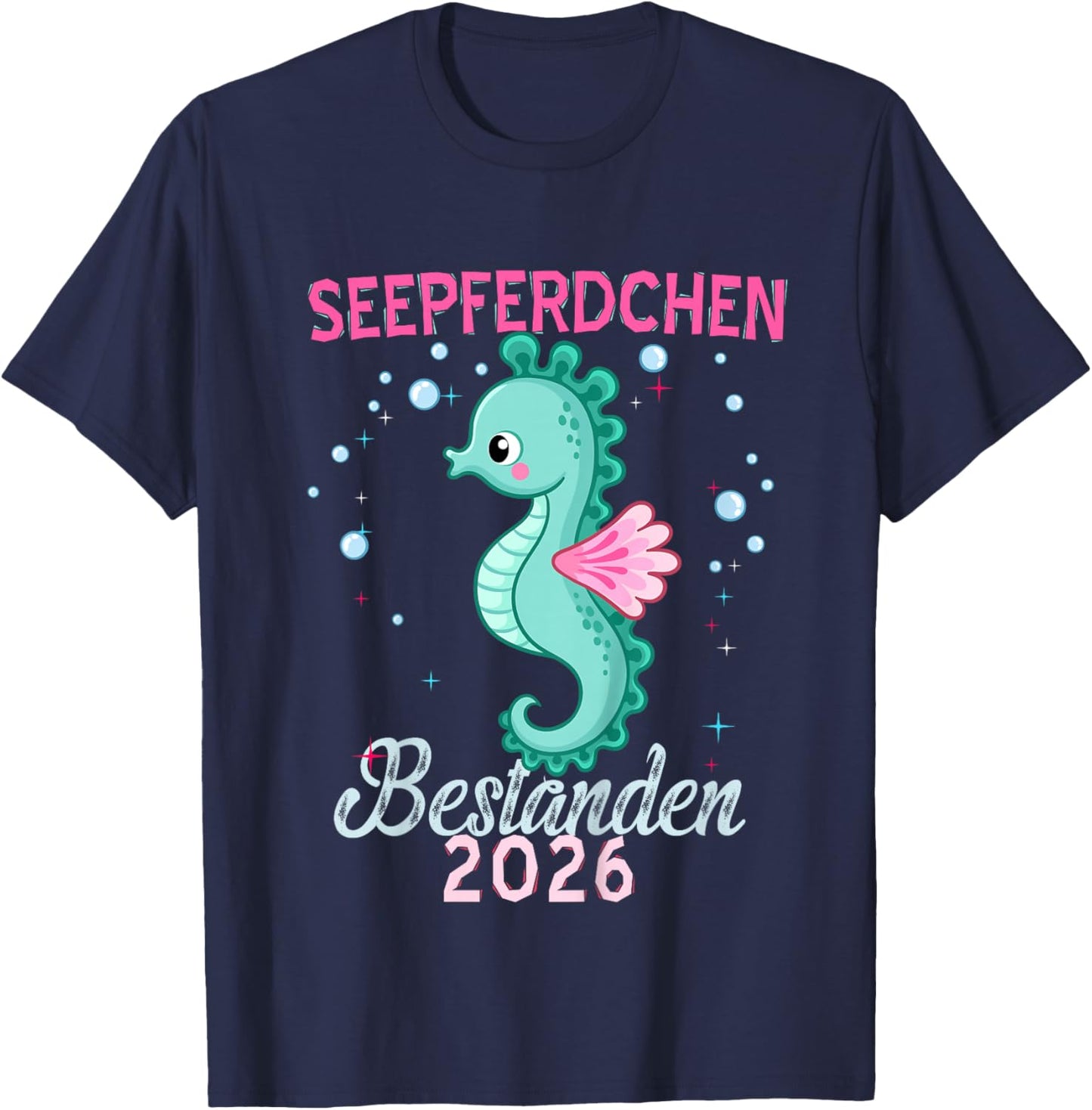 Seahorse Bestanden Frühschwimmer Badge, 2026 T-Shirt - T-Shirt | Navy