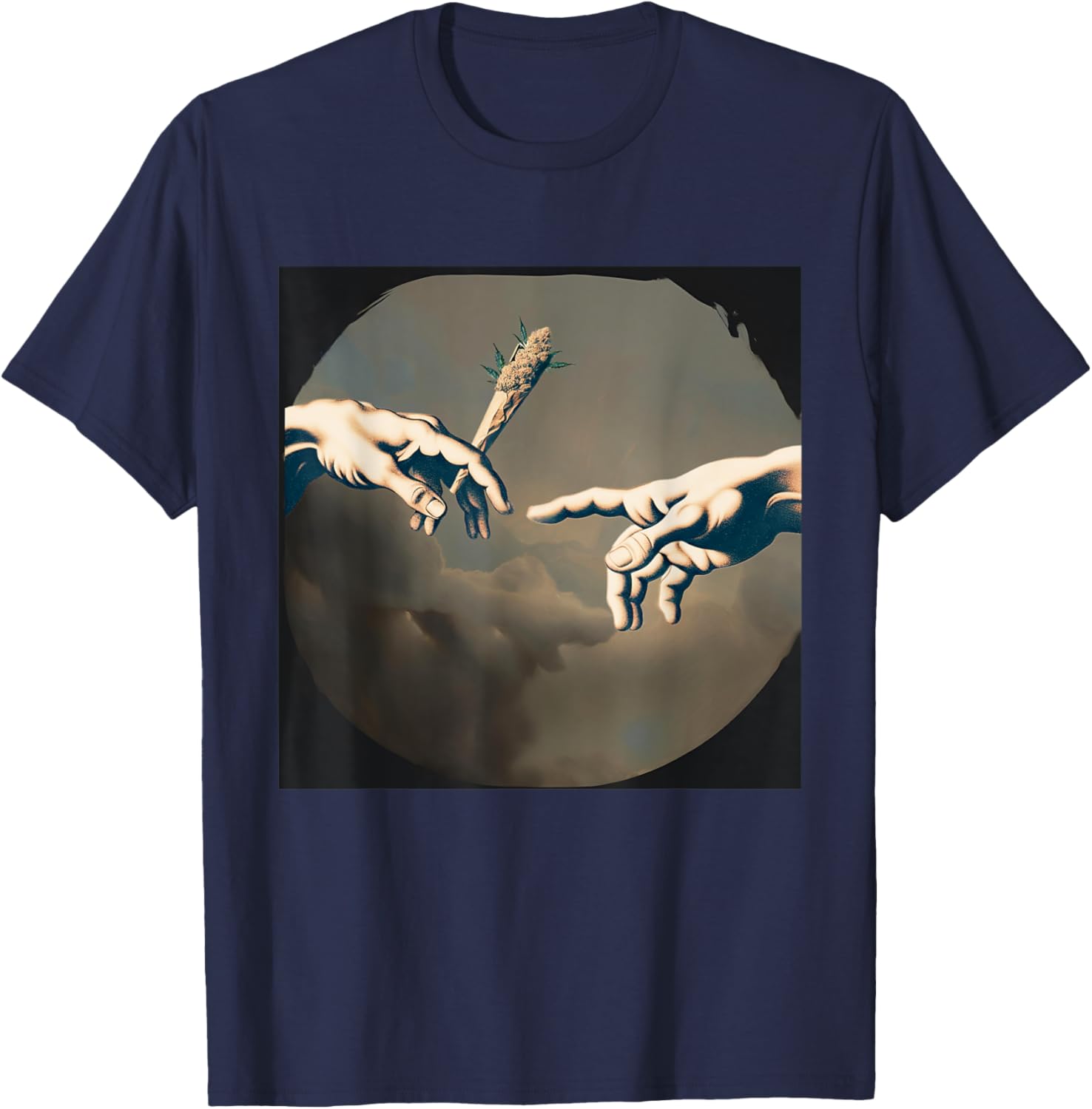 Creation of Adam's Pass the Joint Cannabis Weed 420 Bong Grass T-Shirt - T-Shirt | Navy