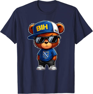 Niedlicher Teddybär mit bosnischer Flagge Bosniens T-Shirt - T-Shirt | Navy