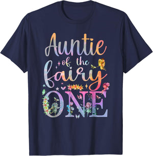 Auntie of the Fairy One Aunt 1st Birthday Party Tie Dye T-Shirt - T-Shirt | Navy
