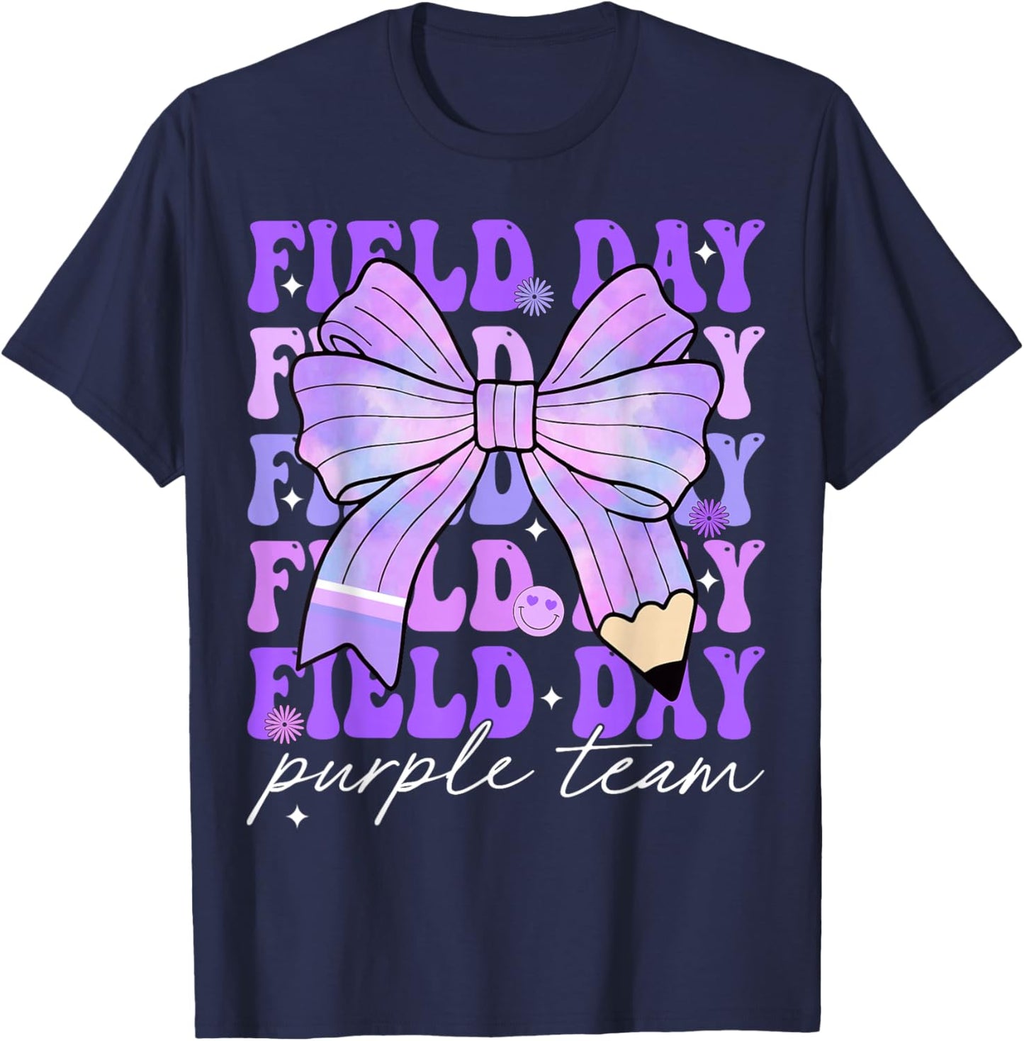 Field Day Teacher Student Kids Retro Field Day Purple Team T-Shirt - T-Shirt | Navy