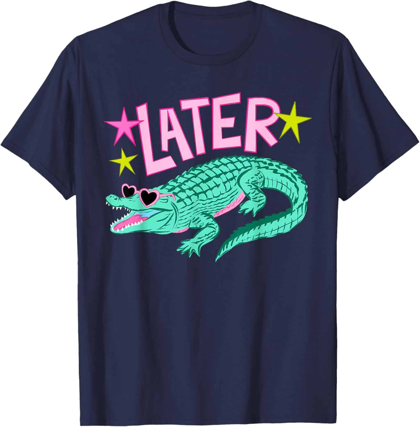 (2 Sided) Alligator Later Gator Funny Last Day of School T-Shirt - T-Shirt | Navy