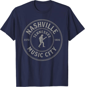 Nashville Music City Guitar Wing Country Music Tennessee T-Shirt - T-Shirt | Navy