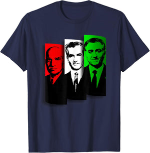 Shahs of Iran Pahlavi Monarchy Persian Leaders T-Shirt - T-Shirt | Navy
