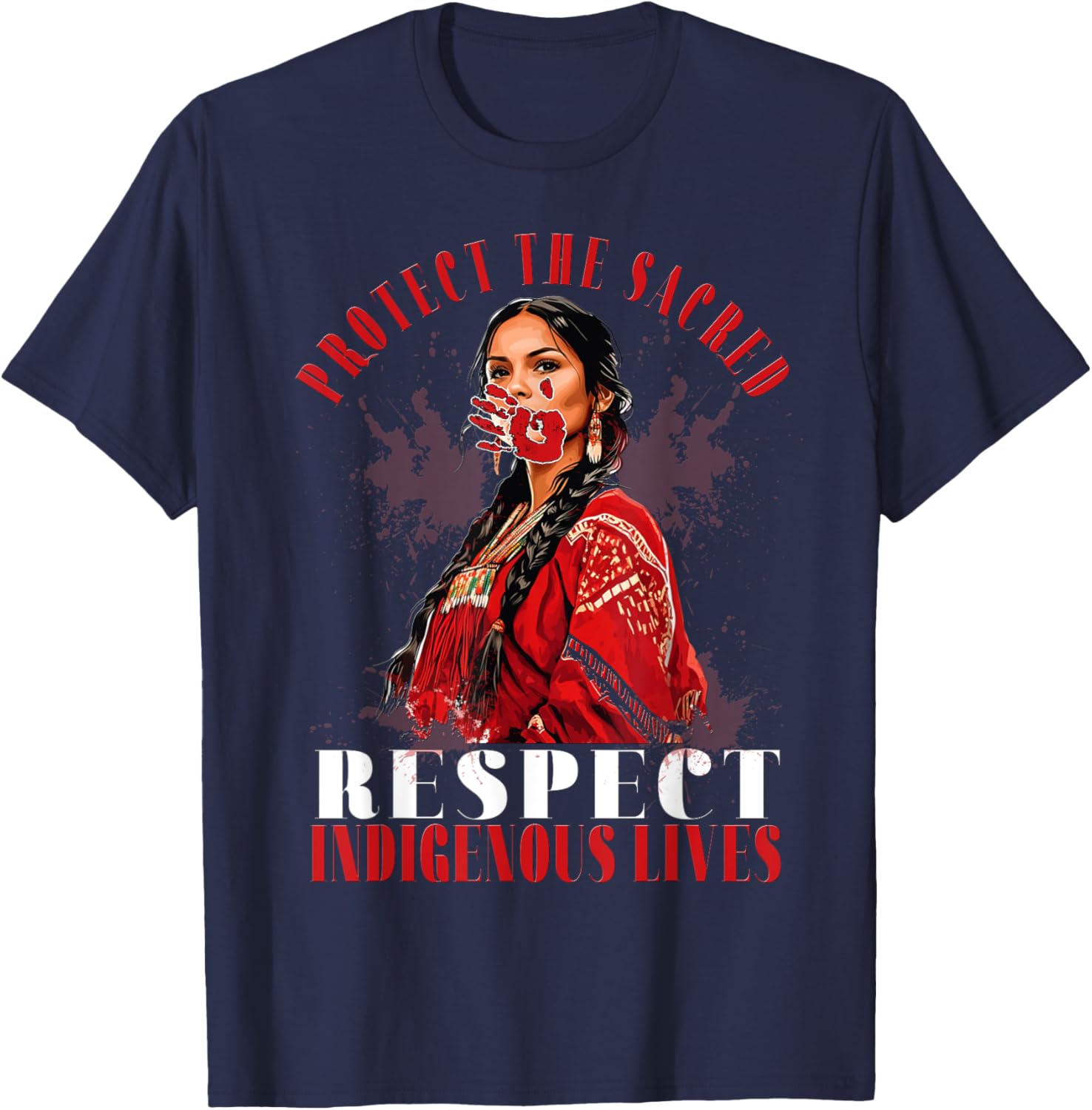 MMIW Awareness Indigenous Women Stolen Sisters Native Art T-Shirt - T-Shirt | Navy
