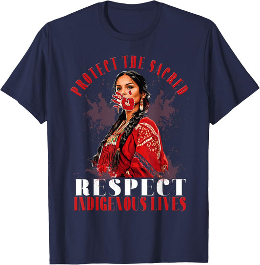 MMIW Awareness Indigenous Women Stolen Sisters Native Art T-Shirt - T-Shirt | Navy