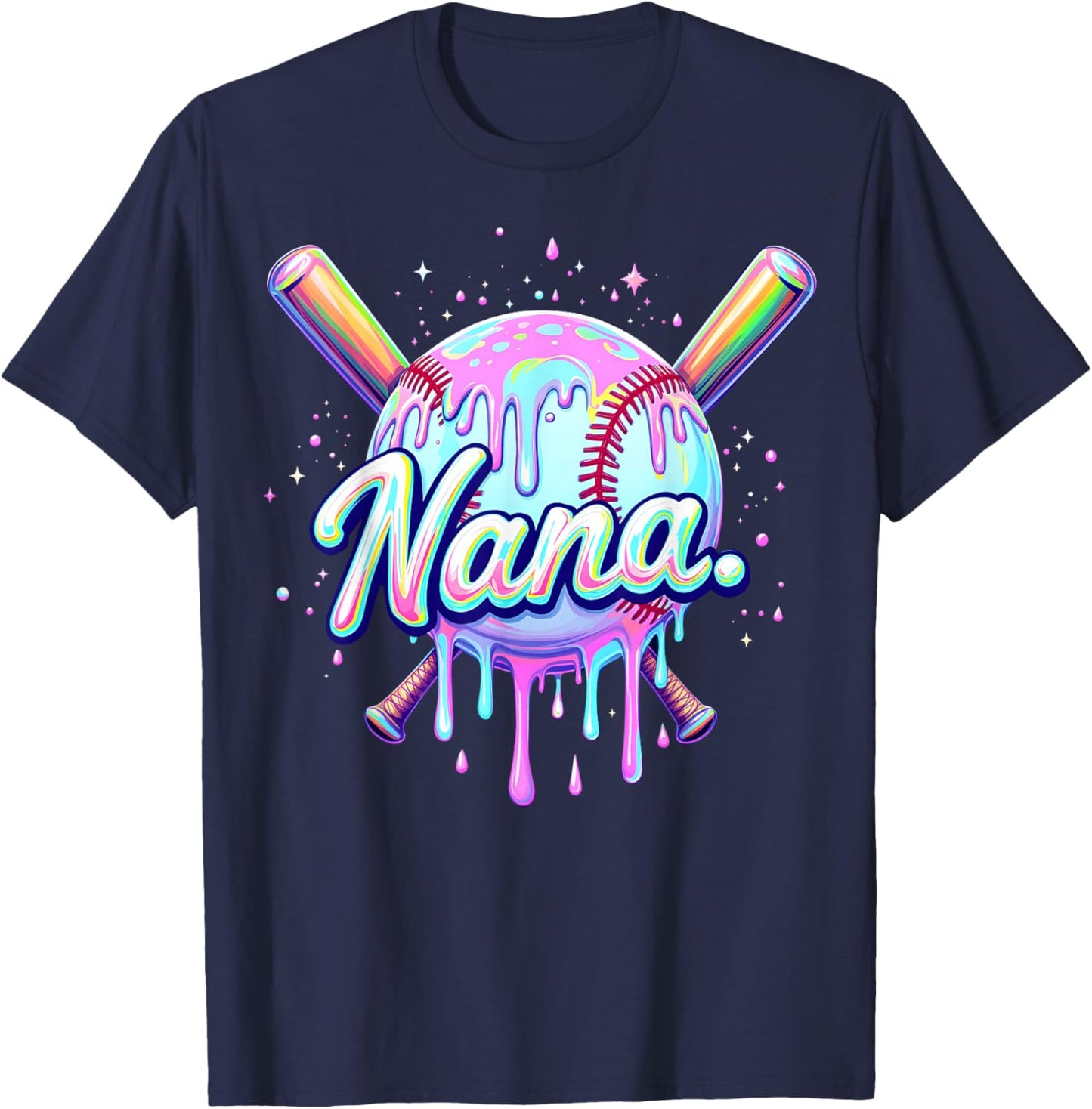 Baseball Drip Nana Cute Tie Dye Baseball Women Mother's Day T-Shirt - T-Shirt | Navy