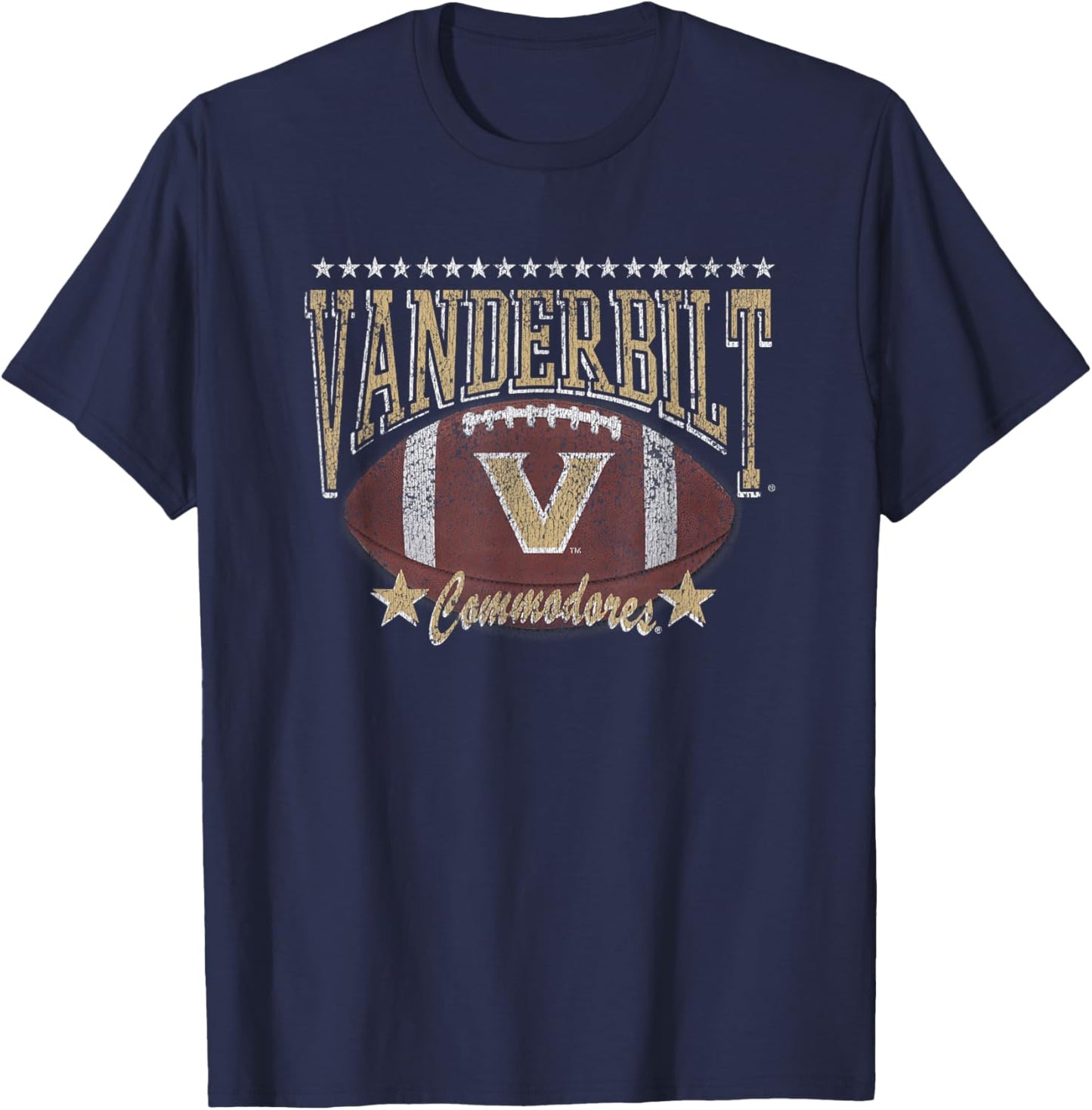 Vanderbilt Commodores Football Vintage Stars Black T-Shirt - T-Shirt | Navy