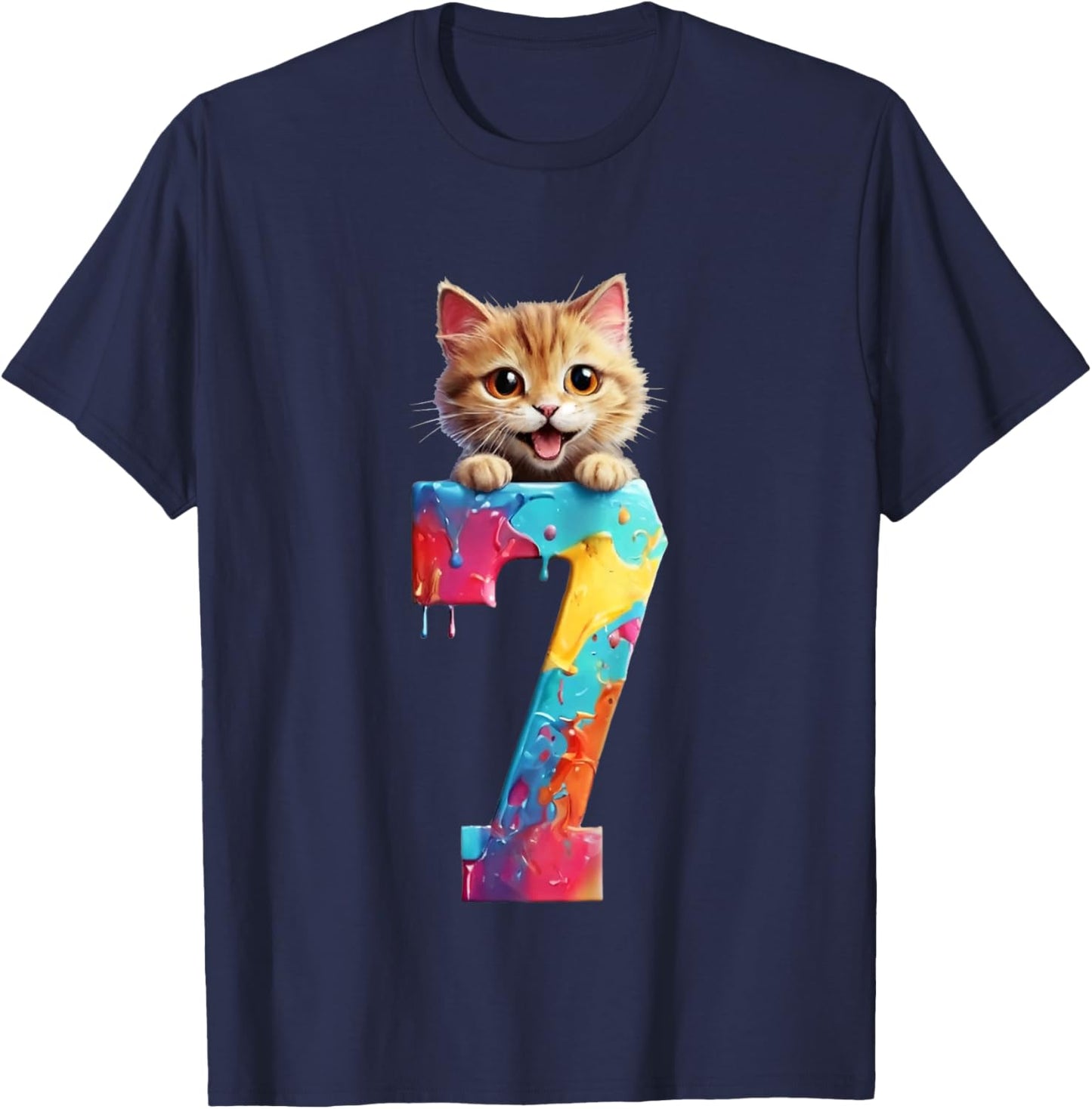 Kids CATS 7 YEARS CAT 7TH BIRTHDAY T-Shirt - T-Shirt | Navy
