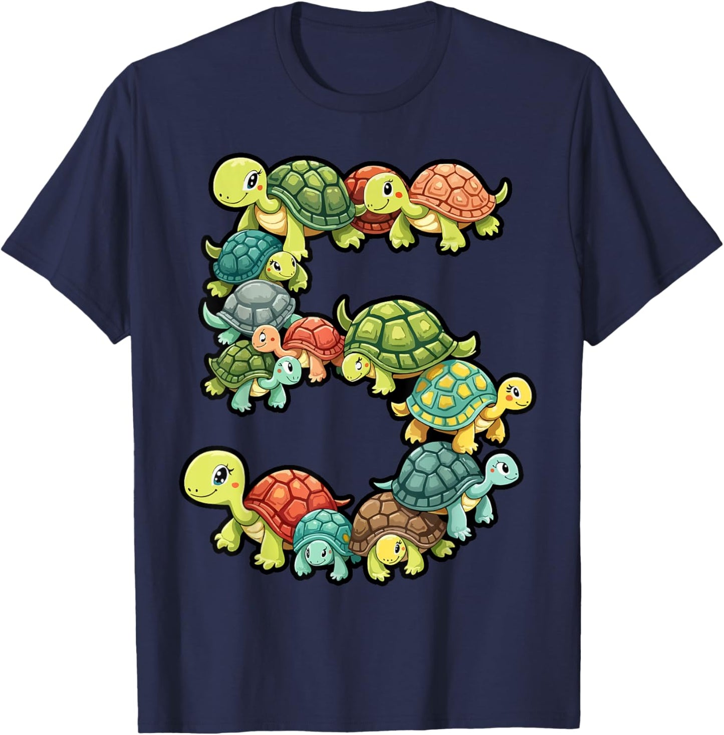 5th Birthday Sea Turtle Tortoise Theme Party 5 Year Old T-Shirt - T-Shirt | Navy